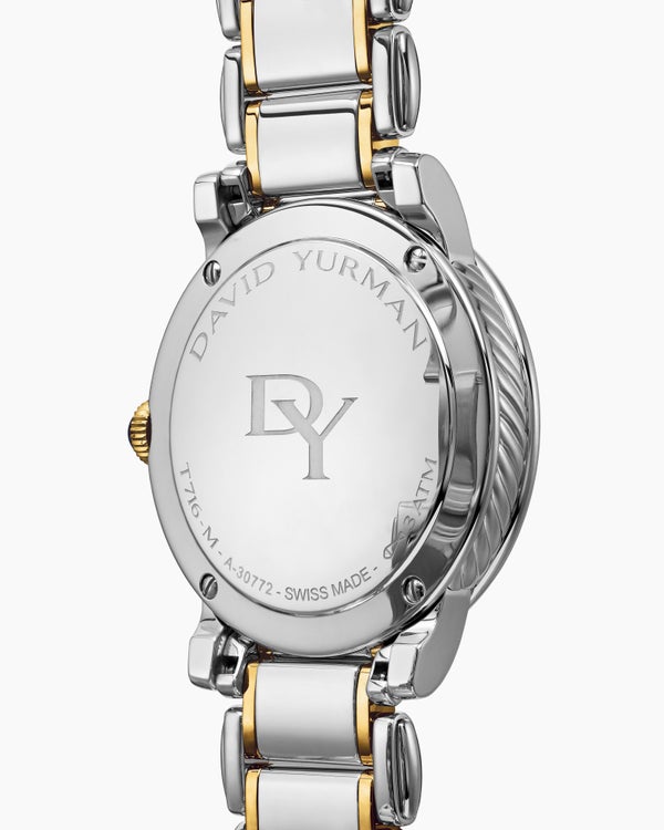 Classic Quartz Watch in Stainless Steel with 18K Yellow Gold and Diamond Bezel, 38mm