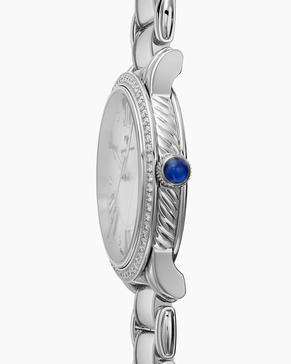 Montre à quartz classique en acier inoxydable avec chaton en diamant, 38 mm femme