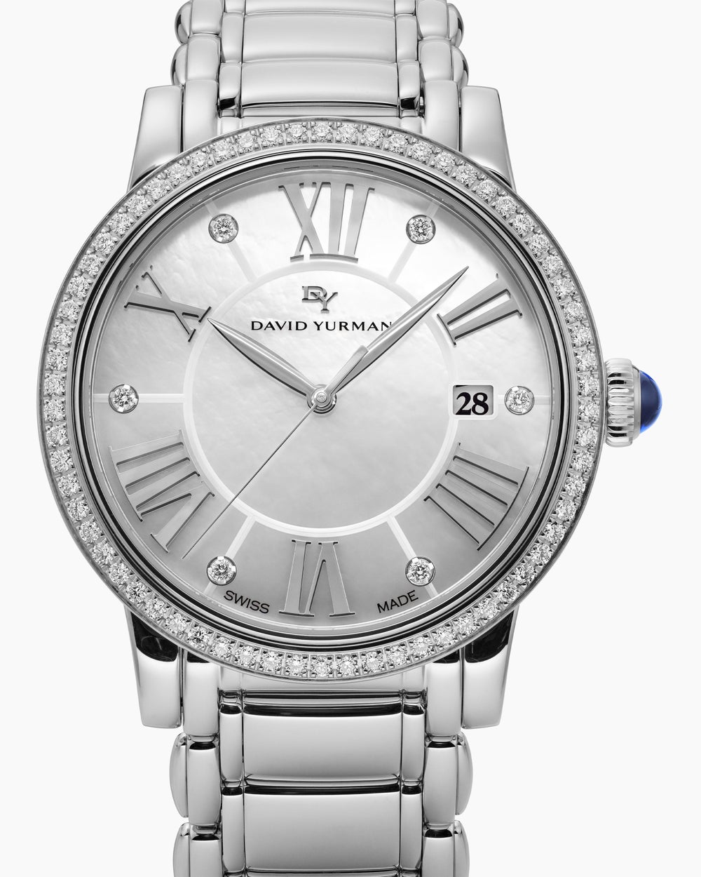 Montre à quartz classique en acier inoxydable avec chaton en diamant, 38 mm femme
