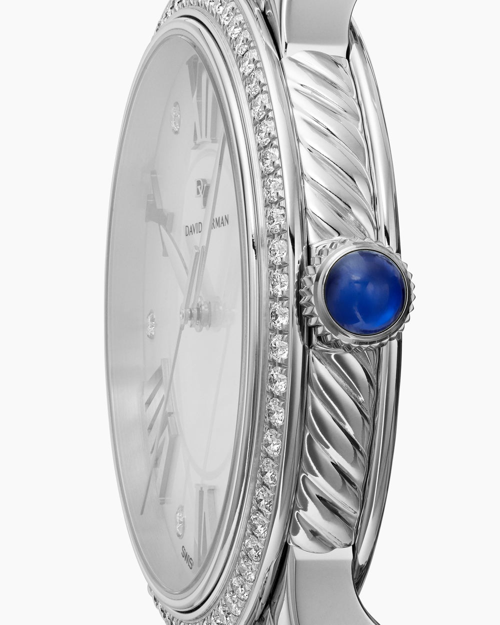 Montre à quartz classique en acier inoxydable avec chaton en diamant, 38 mm femme