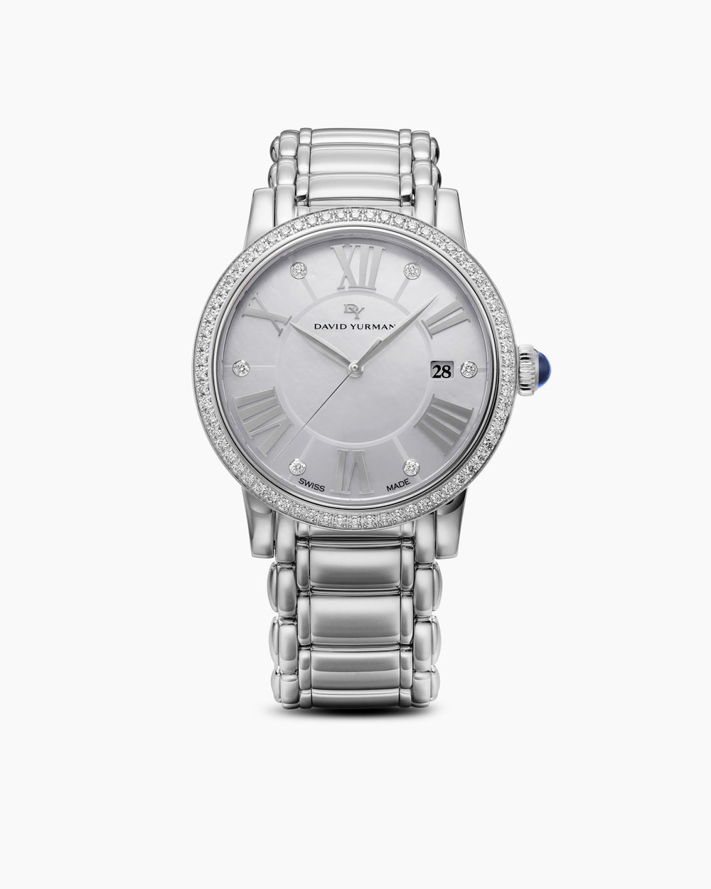 Montre à quartz classique en acier inoxydable avec chaton en diamant, 38 mm femme