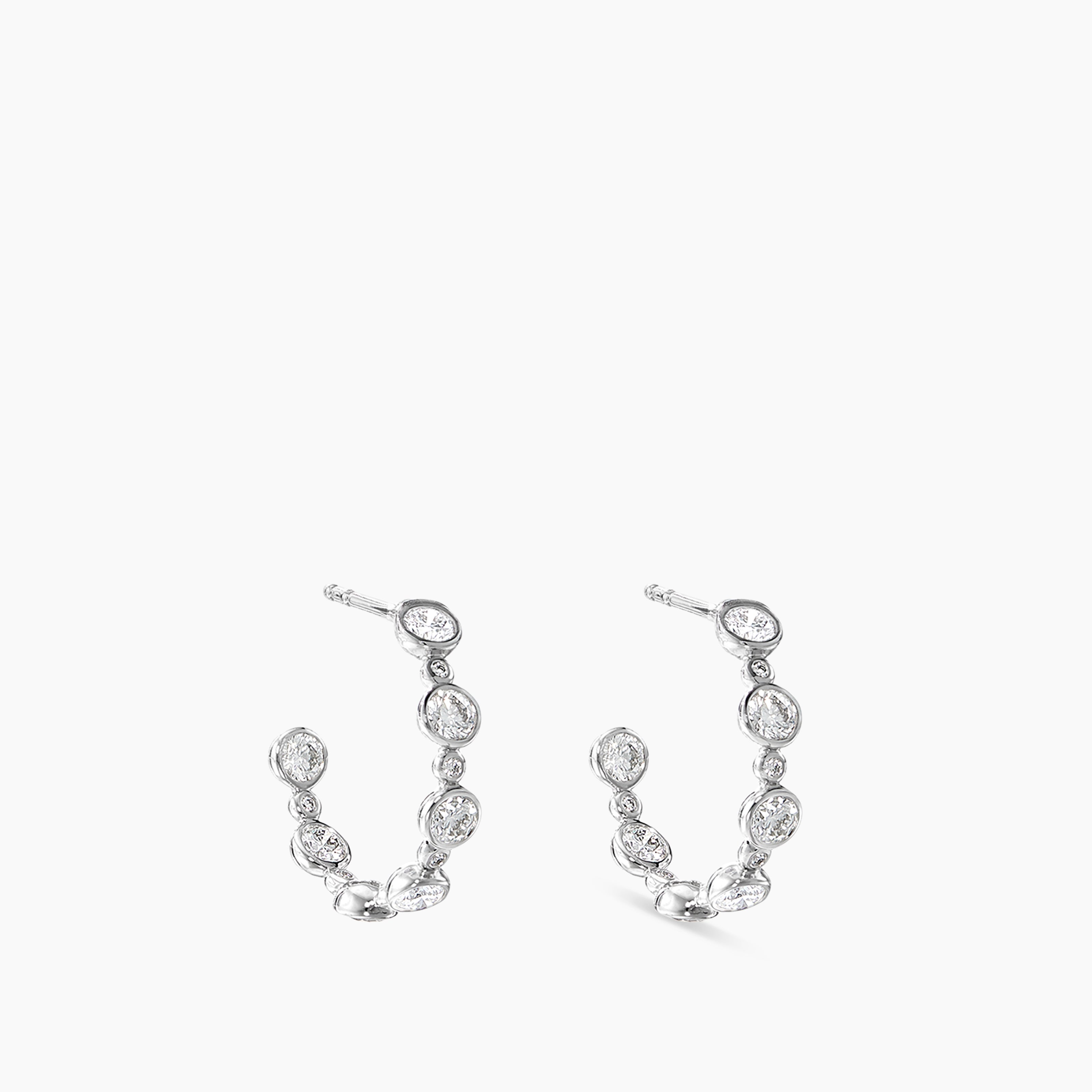 Womens DY Starlight Hoop Earrings in 18K White Gold with Diamonds