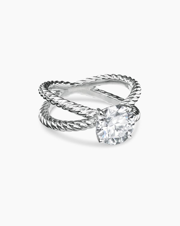 DY Crossover Cable Engagement Ring in Platinum, Round