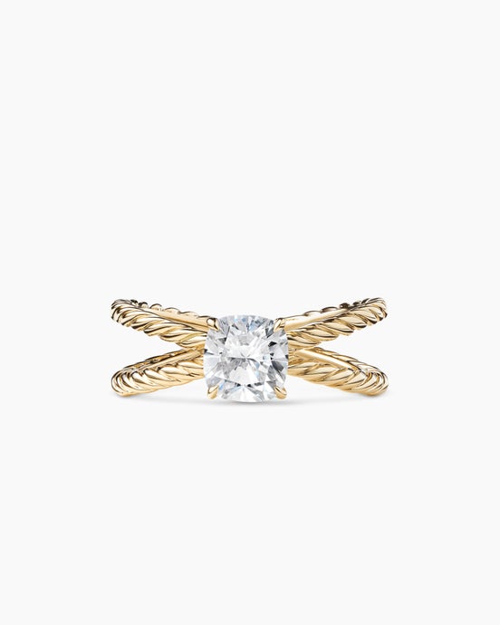 DY Crossover® Engagement Ring in 18K Yellow Gold, Cushion Cut