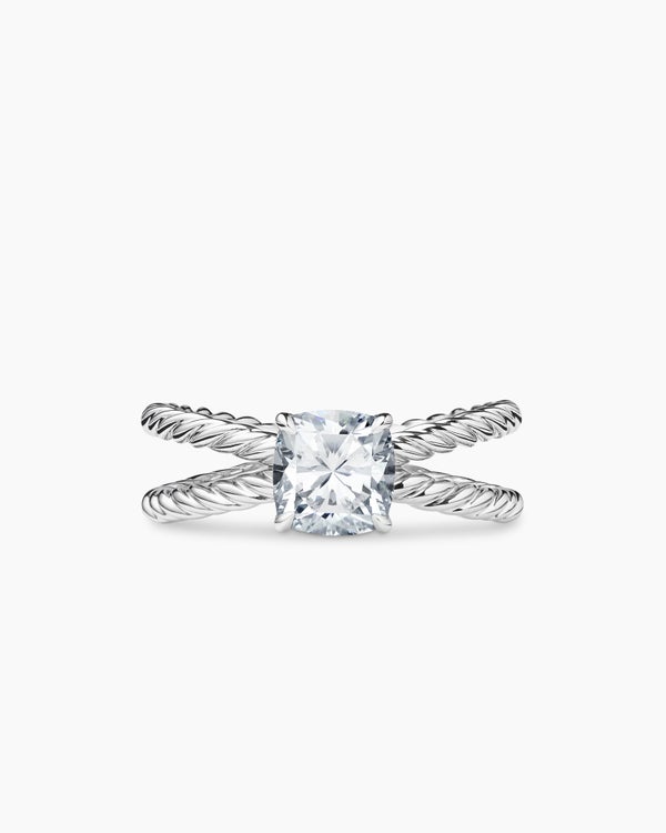 DY Crossover Engagement Ring in Platinum, Cushion