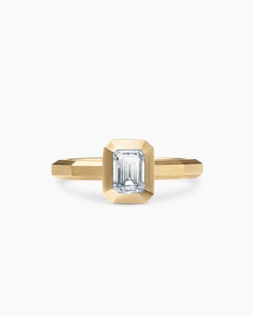 DY Delaunay N/S Petite Engagement Ring in 18K Yellow Gold, Emerald