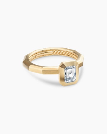 DY Delaunay N/S Petite Engagement Ring in 18K Yellow Gold, Emerald