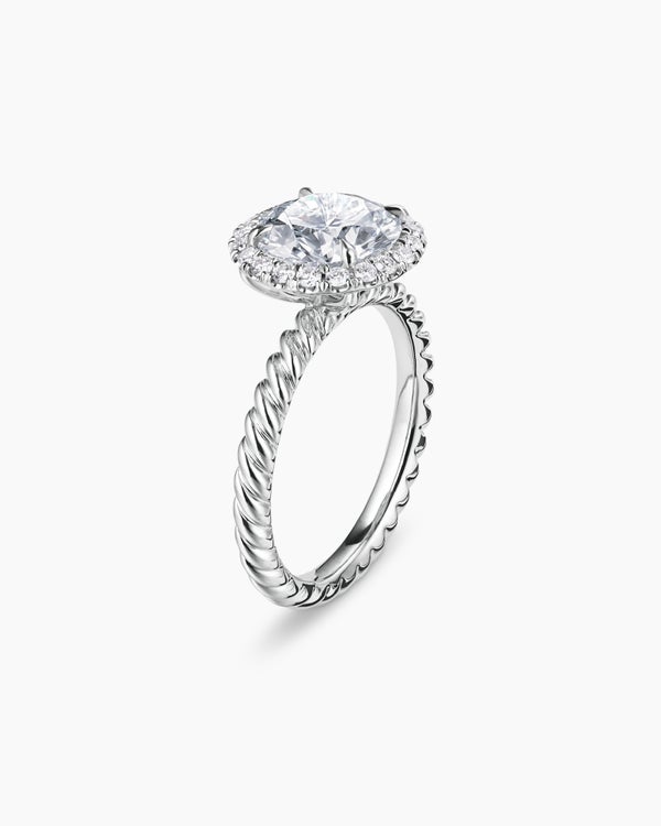 DY Cable Halo Engagement Ring in Platinum, Round