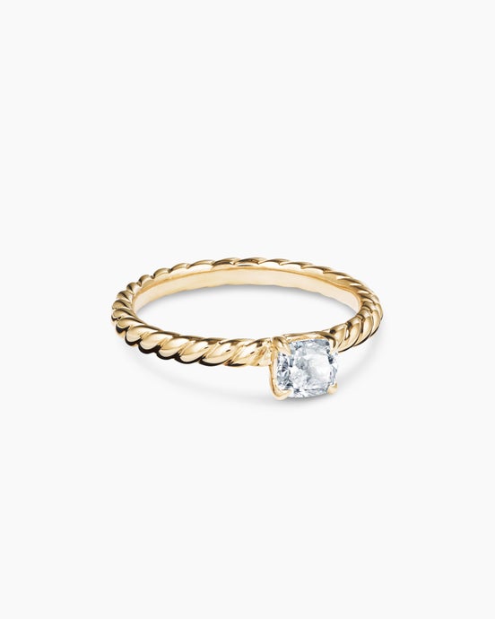 DY Cable Petite Engagement Ring in 18K Yellow Gold, Cushion