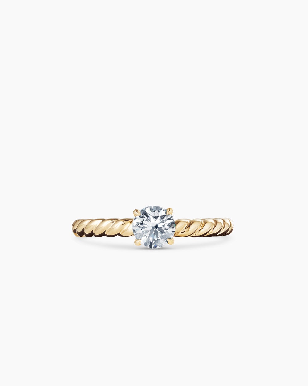 Womens DY Cable Petite Engagement Ring in 18K Yellow Gold, Round