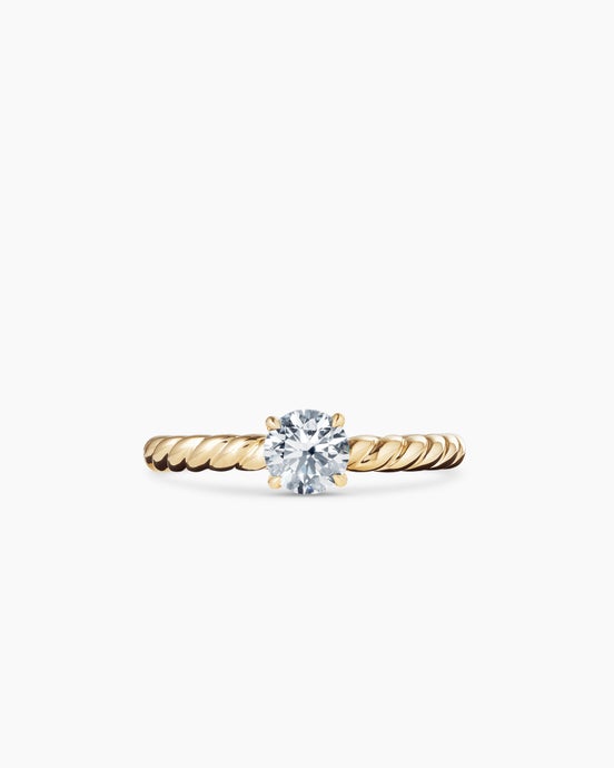 DY Cable Petite Engagement Ring in 18K Yellow Gold, Round Brilliant Cut