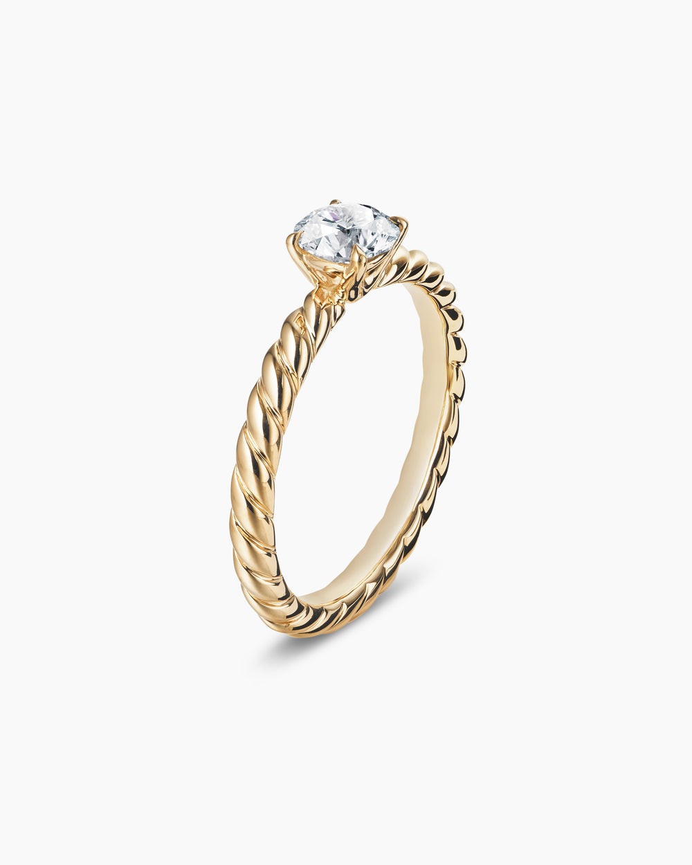 Womens DY Cable Petite Engagement Ring in 18K Yellow Gold, Round