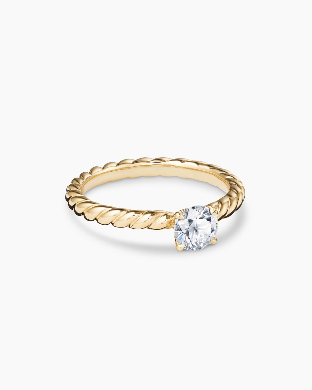 Womens DY Cable Petite Engagement Ring in 18K Yellow Gold, Round