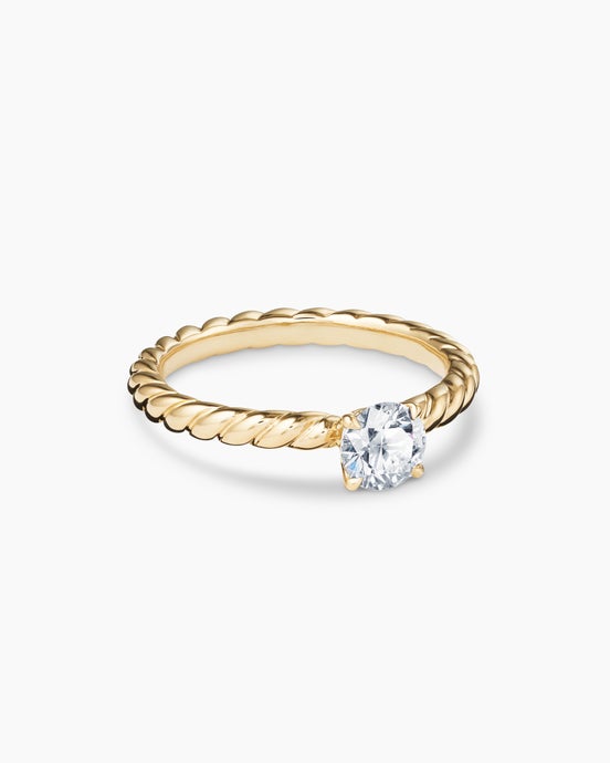 DY Cable Petite Engagement Ring in 18K Yellow Gold, Round Brilliant Cut