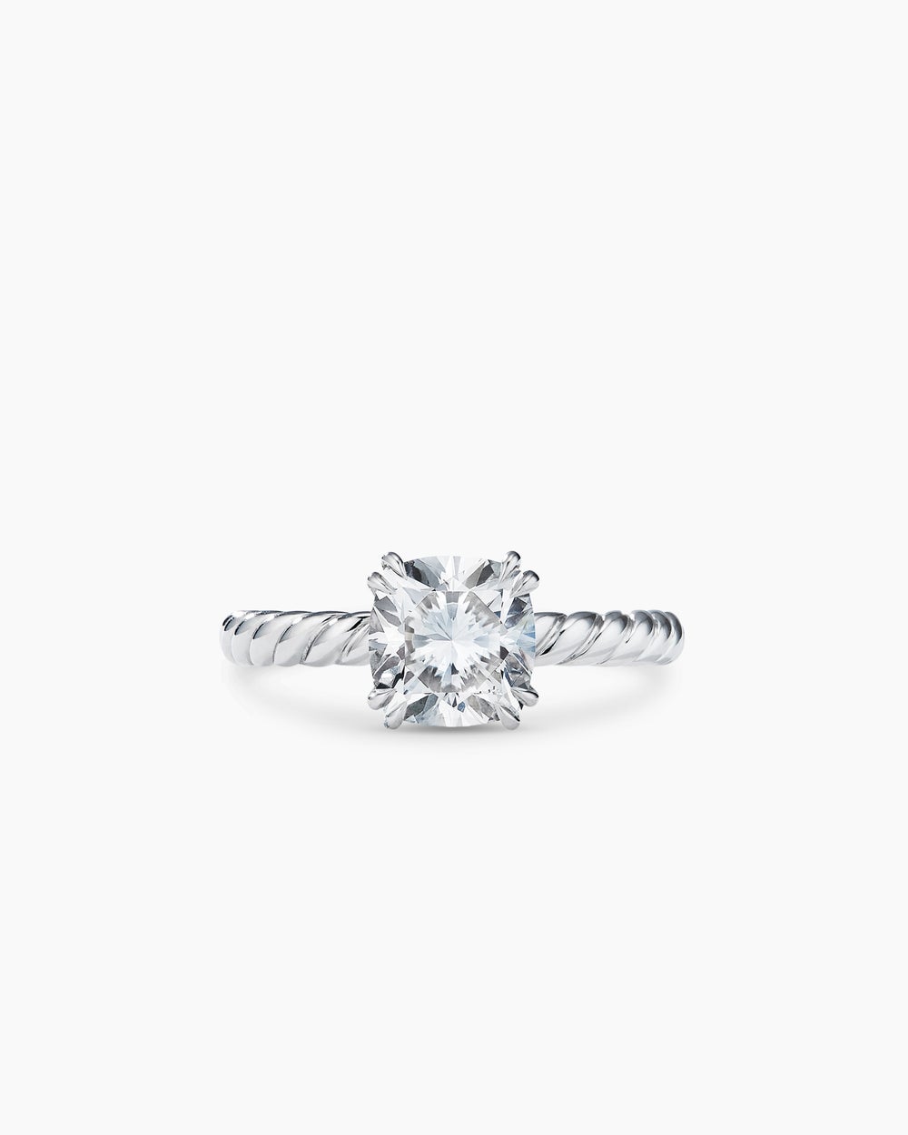 Womens DY Cable Engagement Ring in Platinum, Cushion