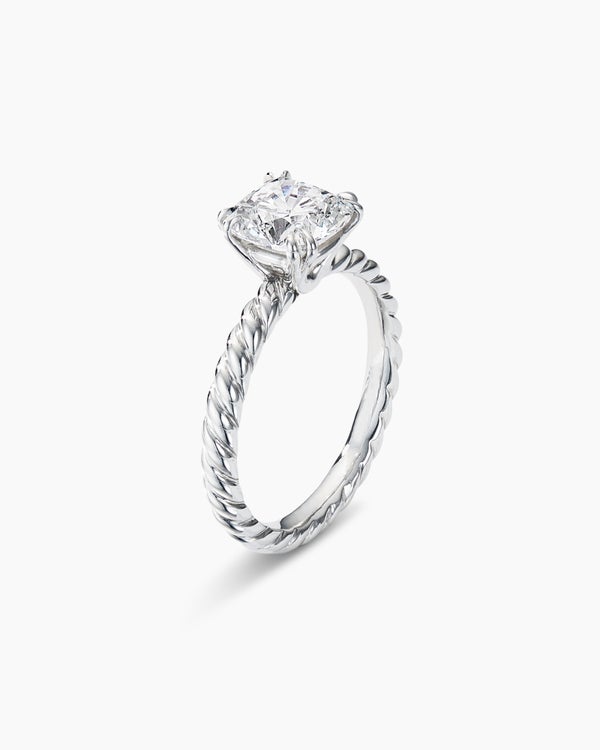 DY Cable Engagement Ring in Platinum, Cushion