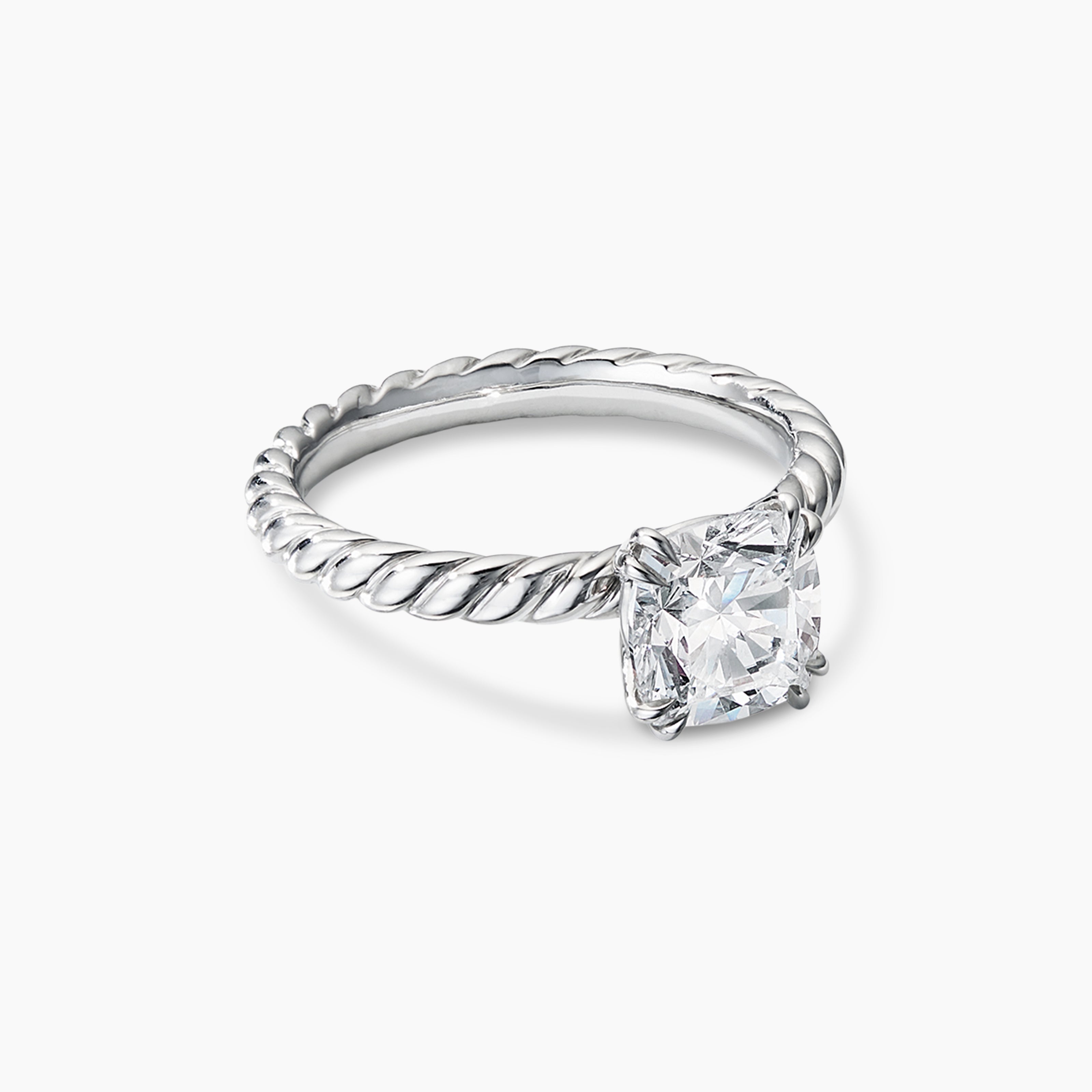 Womens DY Cable Engagement Ring in Platinum, Cushion