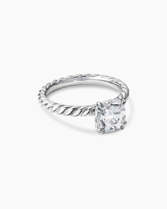 DY Cable Engagement Ring in Platinum, Cushion Cut