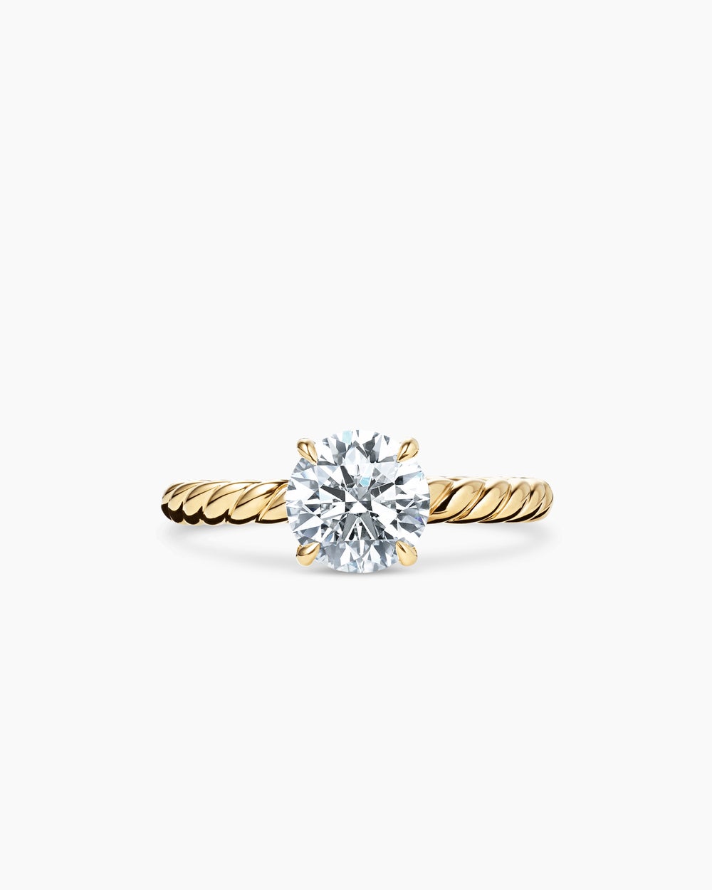 Bague de fiançailles DY Cable en or jaune 18 carats, taille ronde femme
