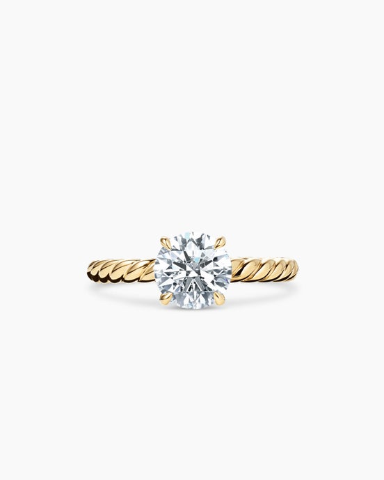 DY Cable Engagement Ring in 18K Yellow Gold, Round Brilliant Cut
