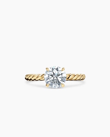 DY Cable Engagement Ring in 18K Yellow Gold, Round