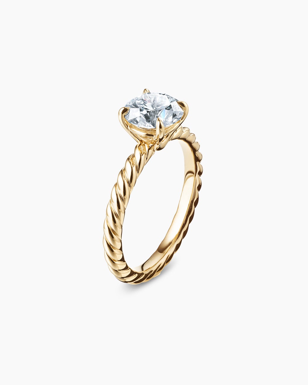 Bague de fiançailles DY Cable en or jaune 18 carats, taille ronde femme
