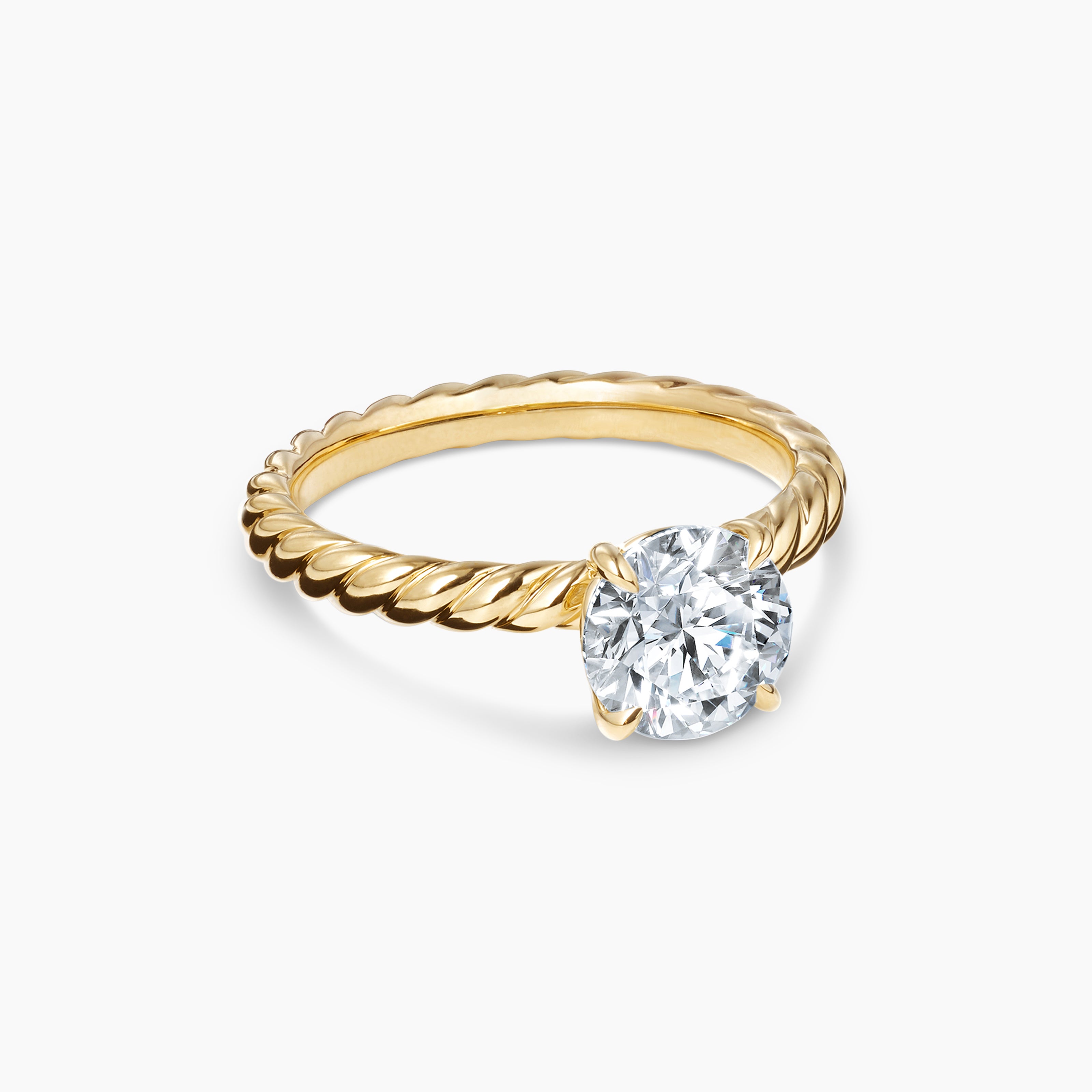 Womens DY Cable Engagement Ring in 18K Yellow Gold, Round