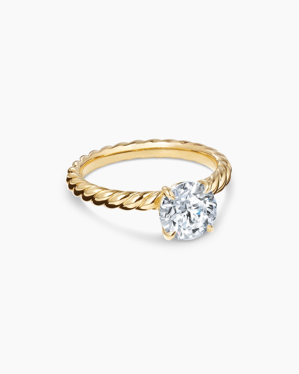 Bague de fiançailles DY Cable en or jaune 18 carats, taille ronde femme