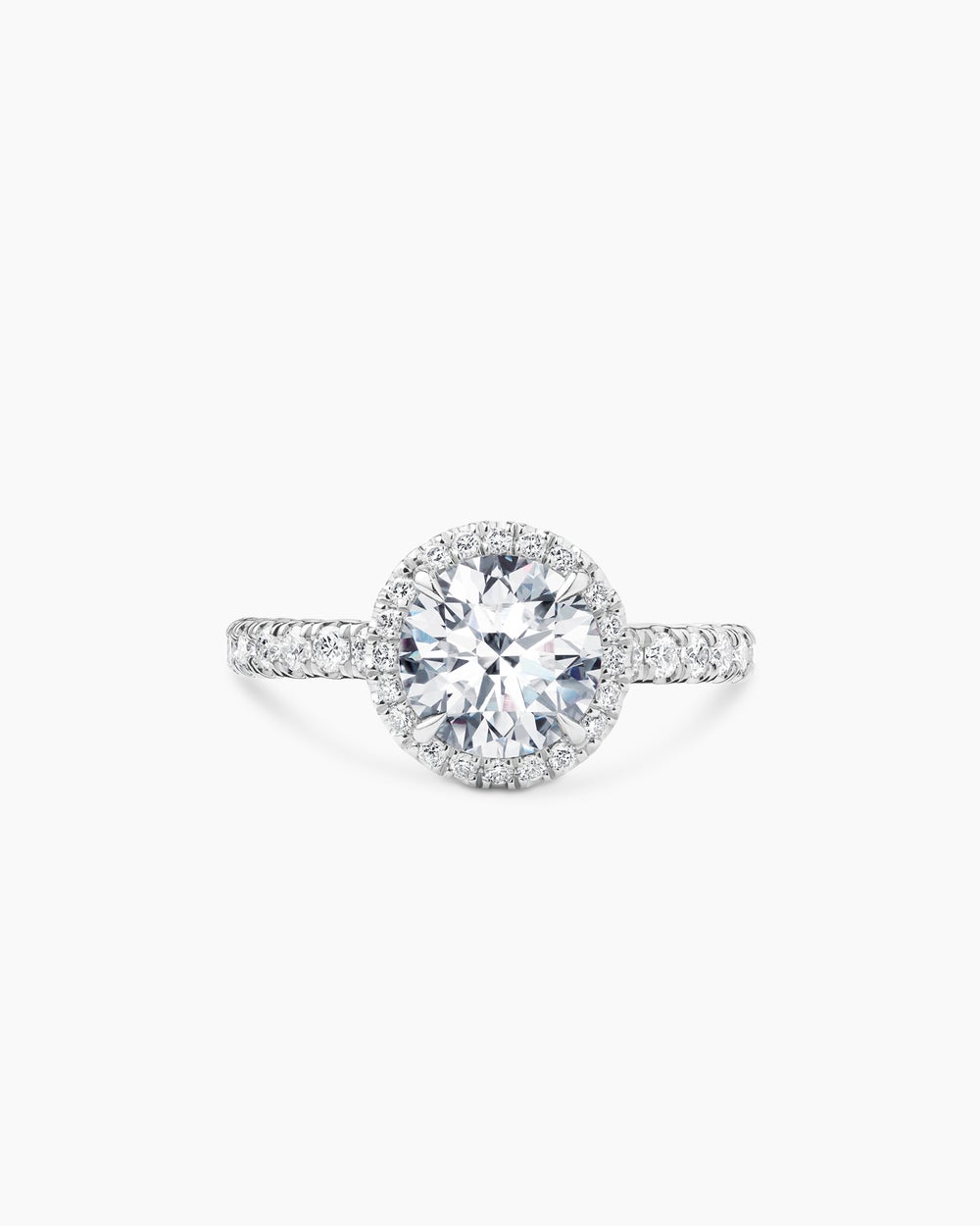 Womens DY Eden Pavé Halo Engagement Ring in Platinum, Round