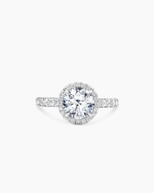 DY Eden Pavé Halo Engagement Ring in Platinum, Round