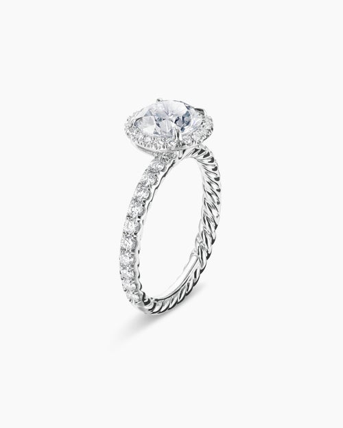 DY Eden Pavé Halo Engagement Ring in Platinum, Round