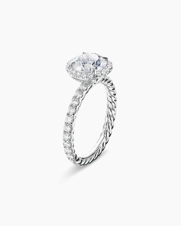 DY Eden Pavé Halo Engagement Ring in Platinum, Round