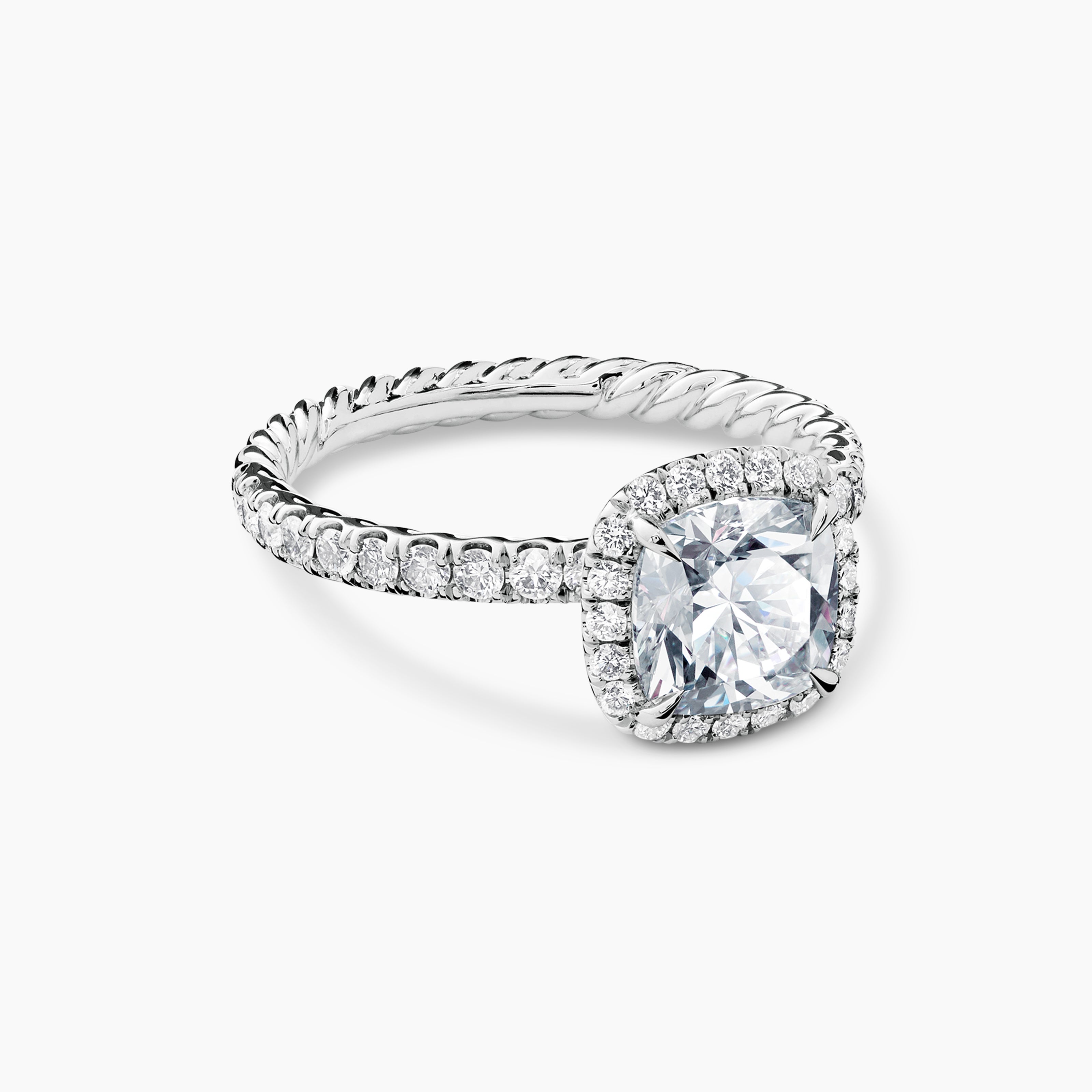 Womens DY Eden Pav&eacute; Halo Engagement Ring in Platinum, Cushion