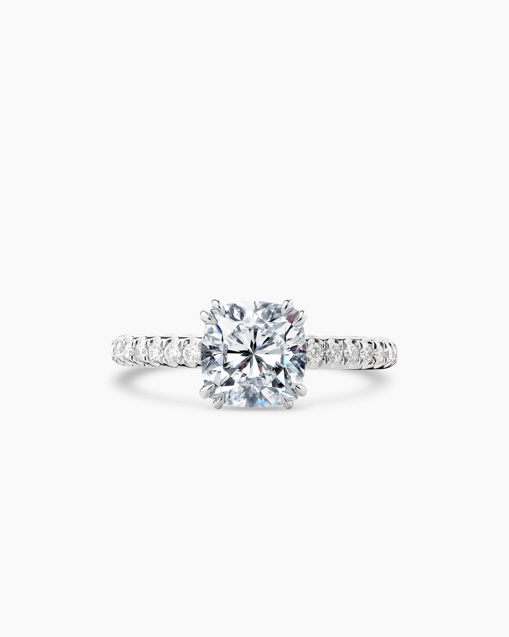 Bague de fiançailles Pavé DY Eden en platine, taille coussin femme