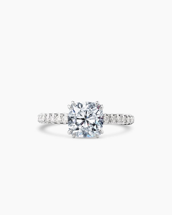 DY Eden Pavé Engagement Ring in Platinum, Cushion