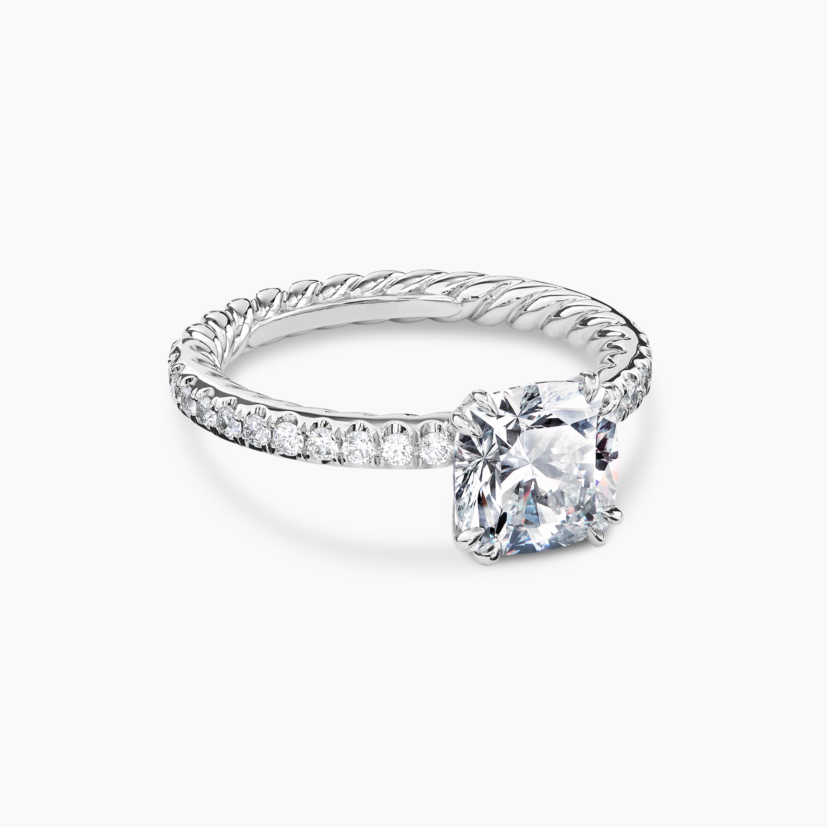Womens DY Eden Pav&eacute; Engagement Ring in Platinum, Cushion