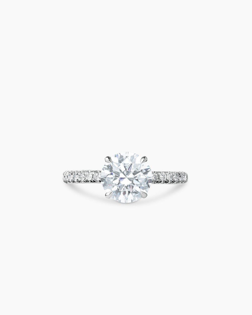 Womens DY Eden Pavé Engagement Ring in Platinum, Round
