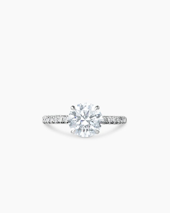 DY Eden Pavé Engagement Ring in Platinum, Round Brilliant Cut