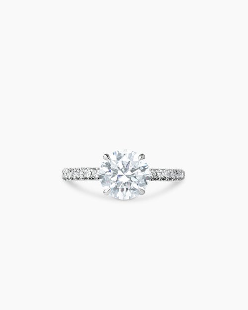 Womens DY Eden Pavé Engagement Ring in Platinum, Round