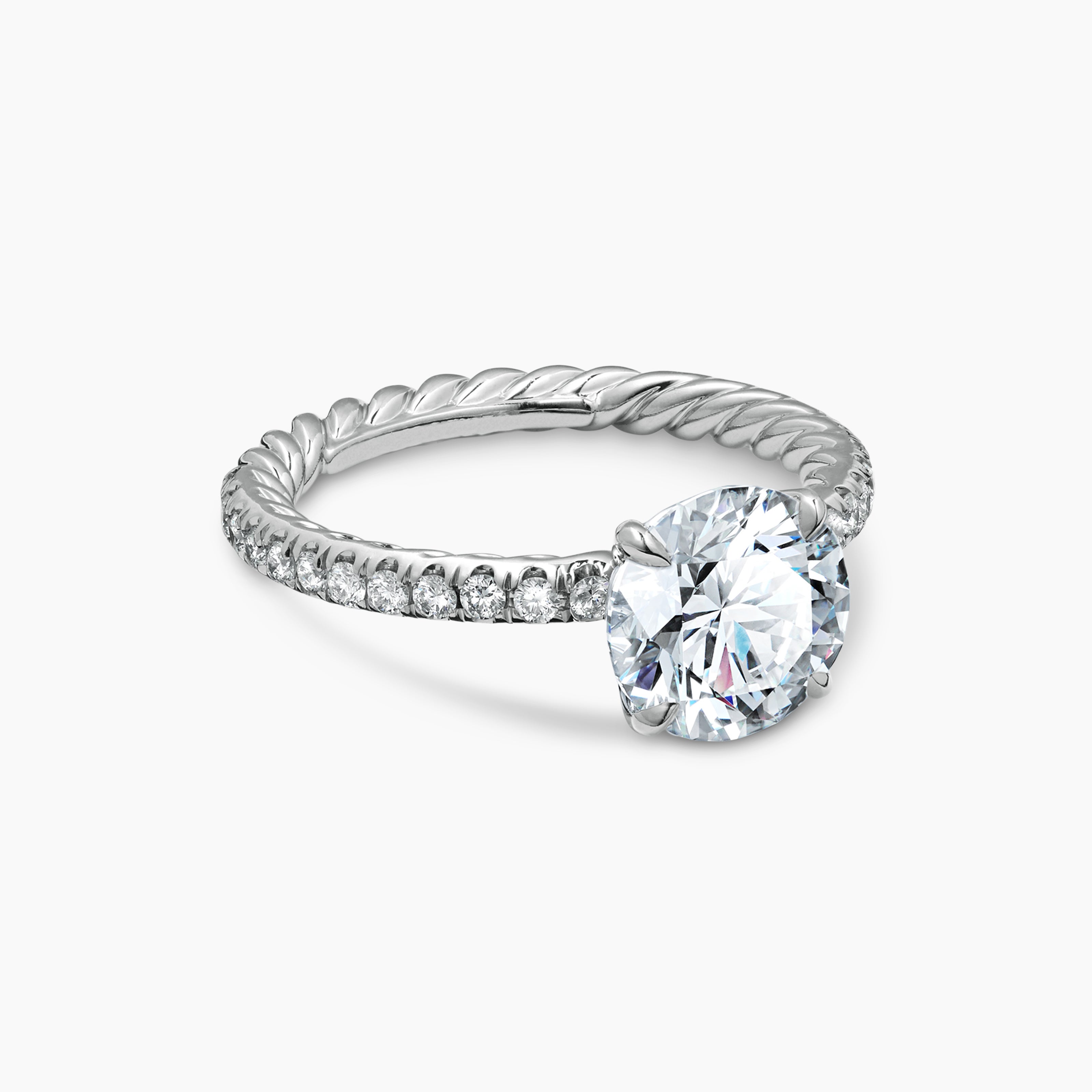 Womens DY Eden Pav&eacute; Engagement Ring in Platinum, Round