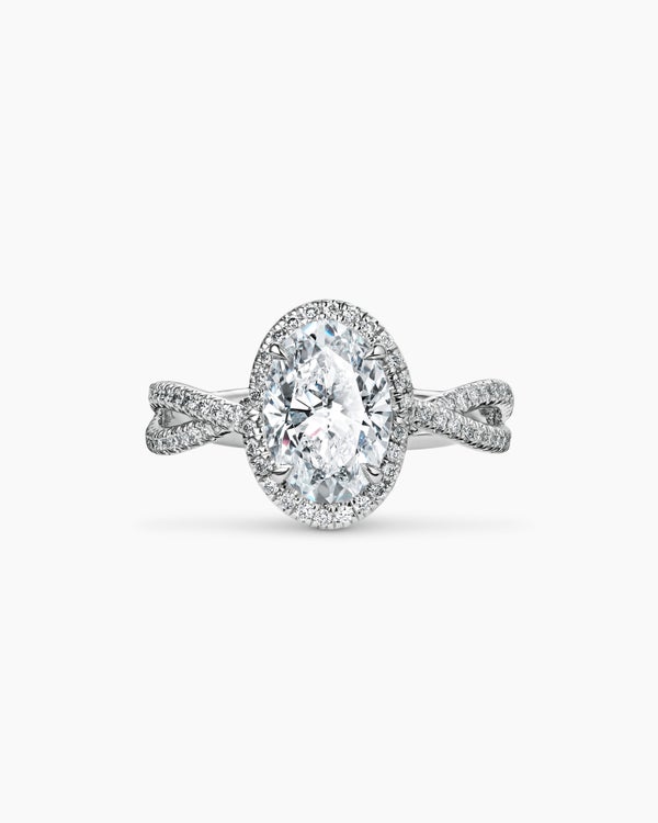DY Infinity Full Pavé Halo Engagement Ring in Platinum, Oval