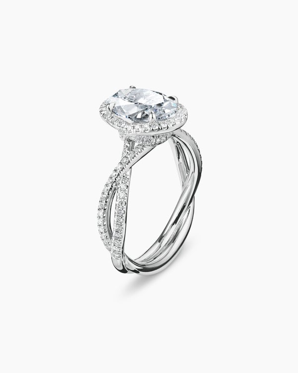 DY Infinity Full Pavé Halo Engagement Ring in Platinum, Oval