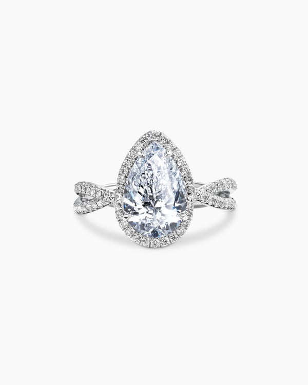 DY Infinity Full Pavé Halo Engagement Ring in Platinum, Pear