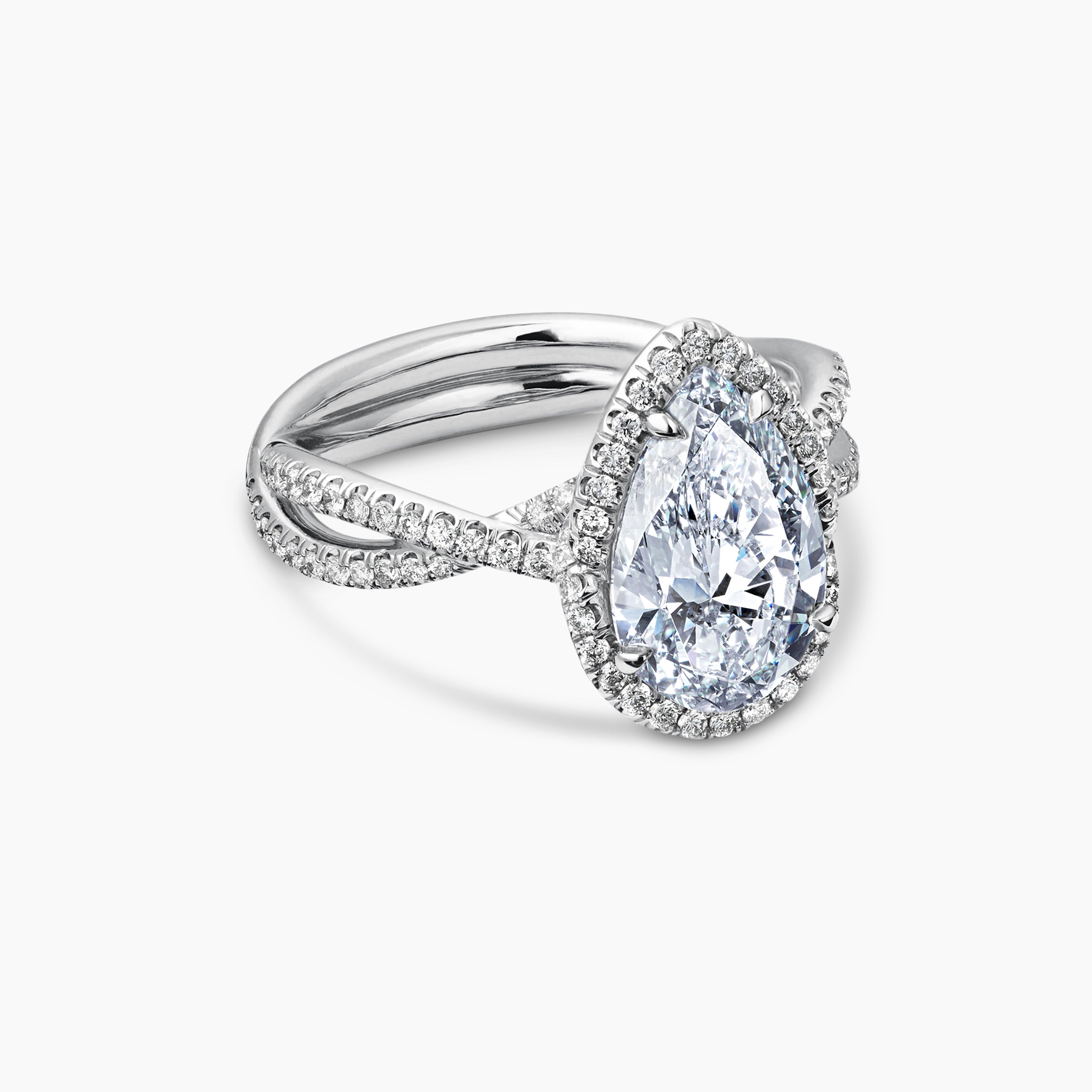 Womens DY Infinity Full Pav&eacute; Halo Engagement Ring in Platinum, Pear