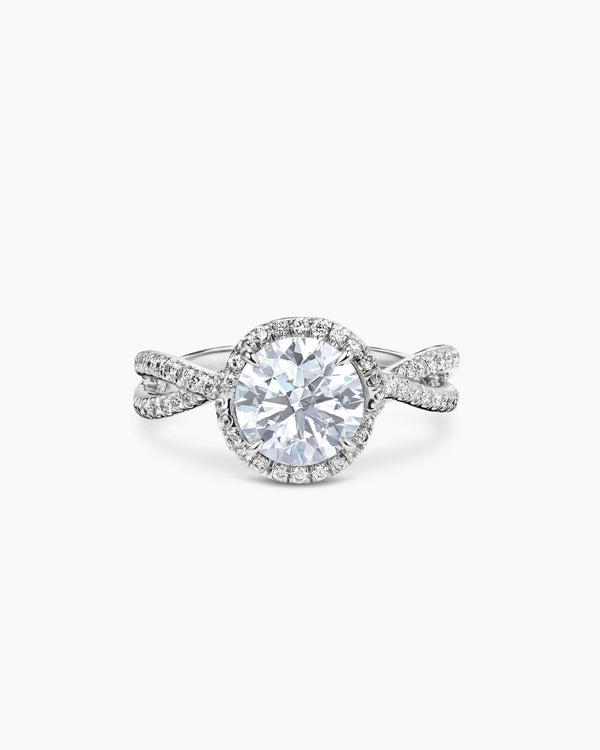 DY Infinity Full Pavé Halo Engagement Ring in Platinum, Round