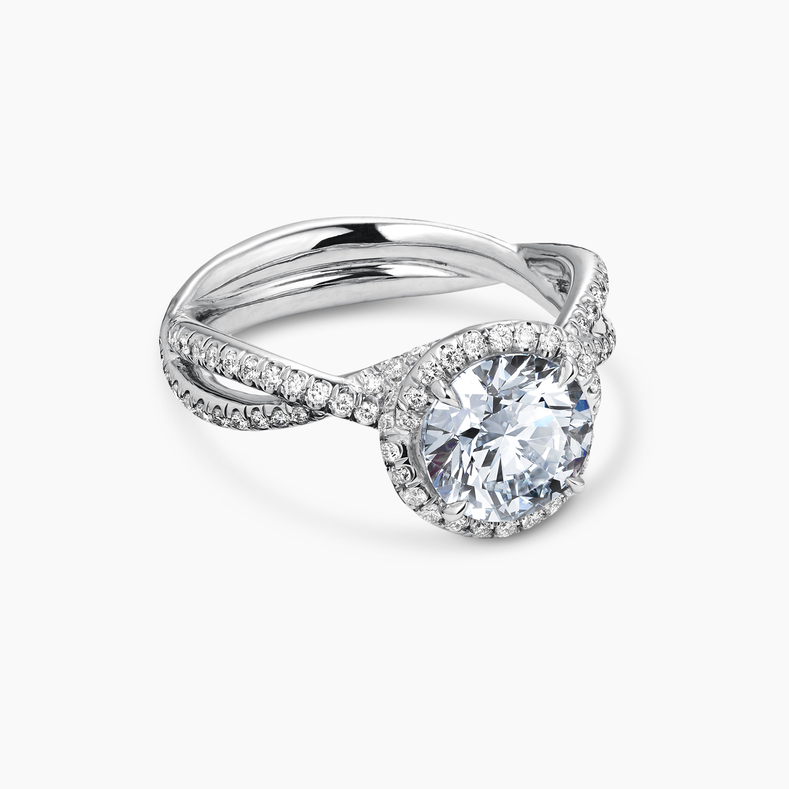Womens DY Infinity Full Pav&eacute; Halo Engagement Ring in Platinum, Round