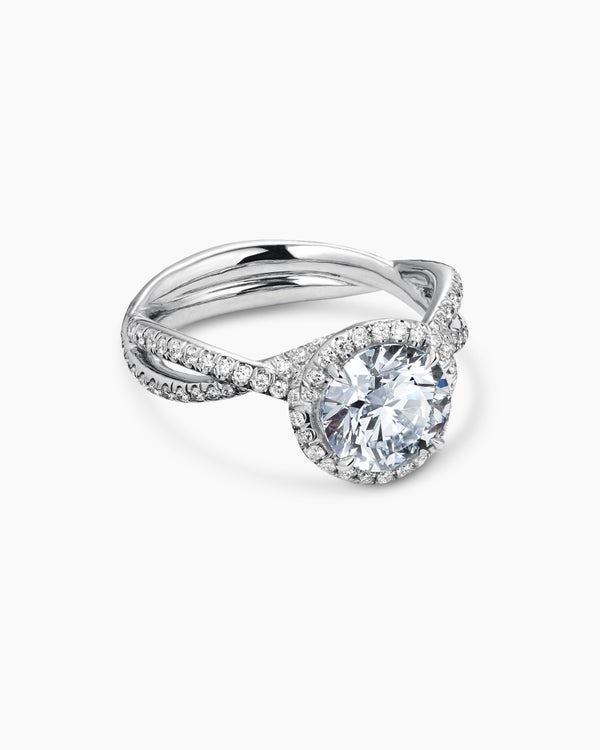 DY Infinity Full Pavé Halo Engagement Ring in Platinum, Round