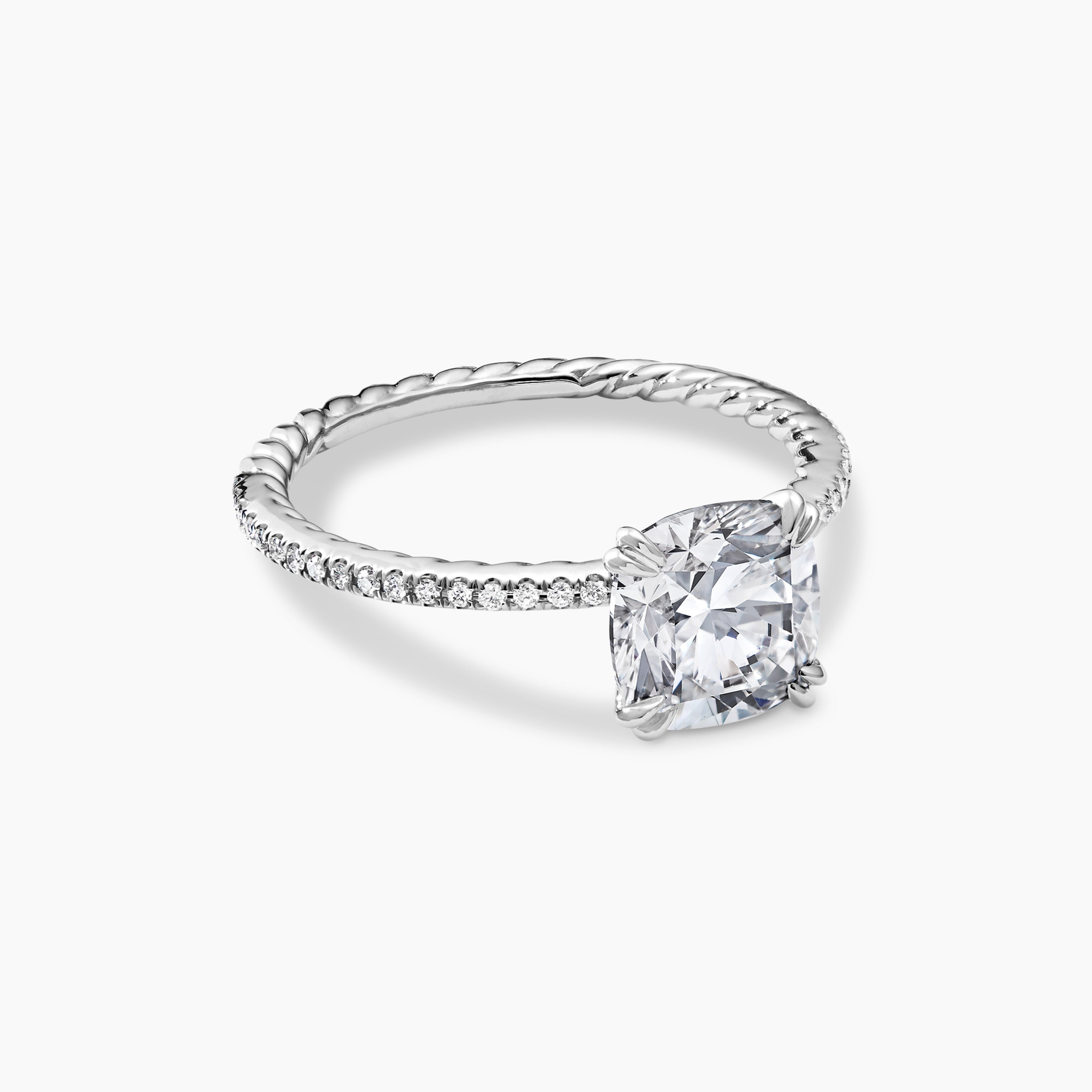 Womens DY Eden Pav&eacute; Engagement Ring in Platinum, Cushion
