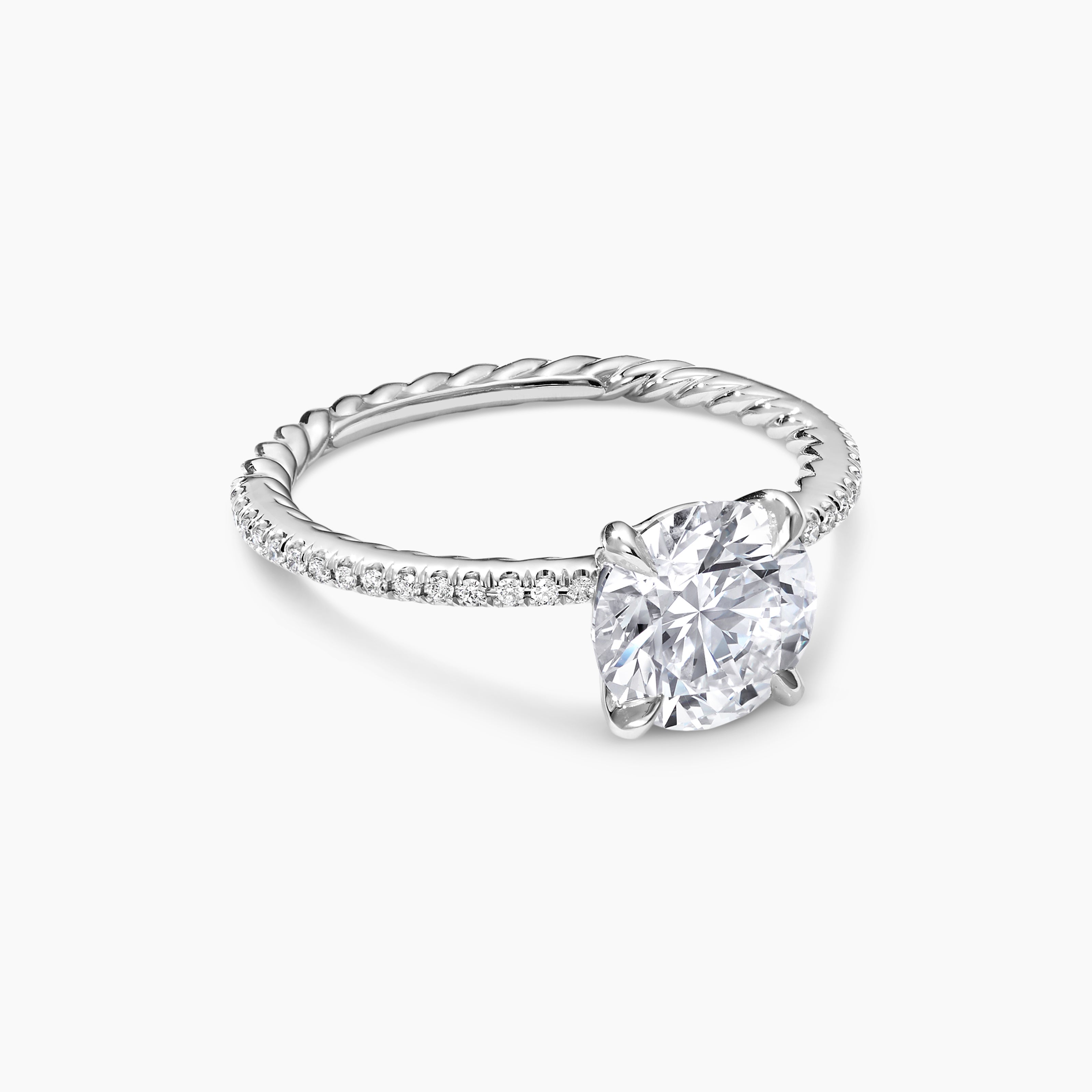 Womens DY Eden Pav&eacute; Engagement Ring in Platinum, Round