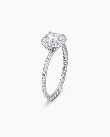 DY Capri® Micro Pavé Engagement Ring in Platinum, Cushion